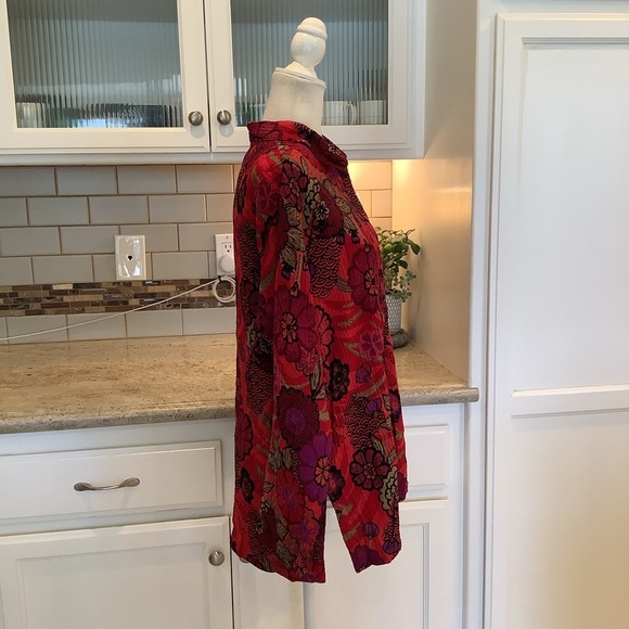 Chicos Floral Long Sleeve Silk Button-Up Shirt Medium Chico’s Design - Picture 4 of 10